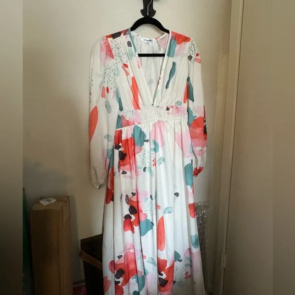 NWOT Boho Maxi Floral Dress L - Picture 5 of 11